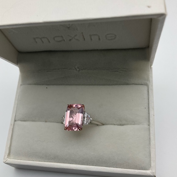 New with box Maxine sterling silver pink zirconia and white zirconia ring size 7 - Picture 2 of 9